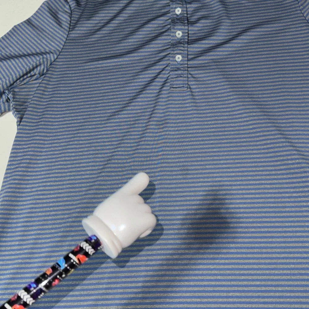 RLX Ralph Lauren Polo Shirt Mens 2XL Blue Striped Performance Golf Prep Stretchy